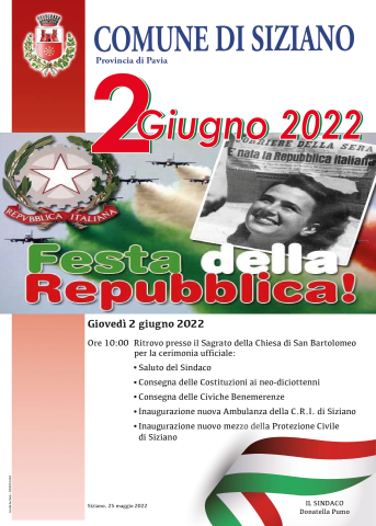 2 GIUGNO 2022 - FESTA DELLA REPUBBLICA